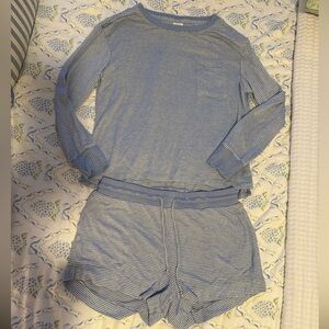 Stars Above Light Blue Striped Pajama Set